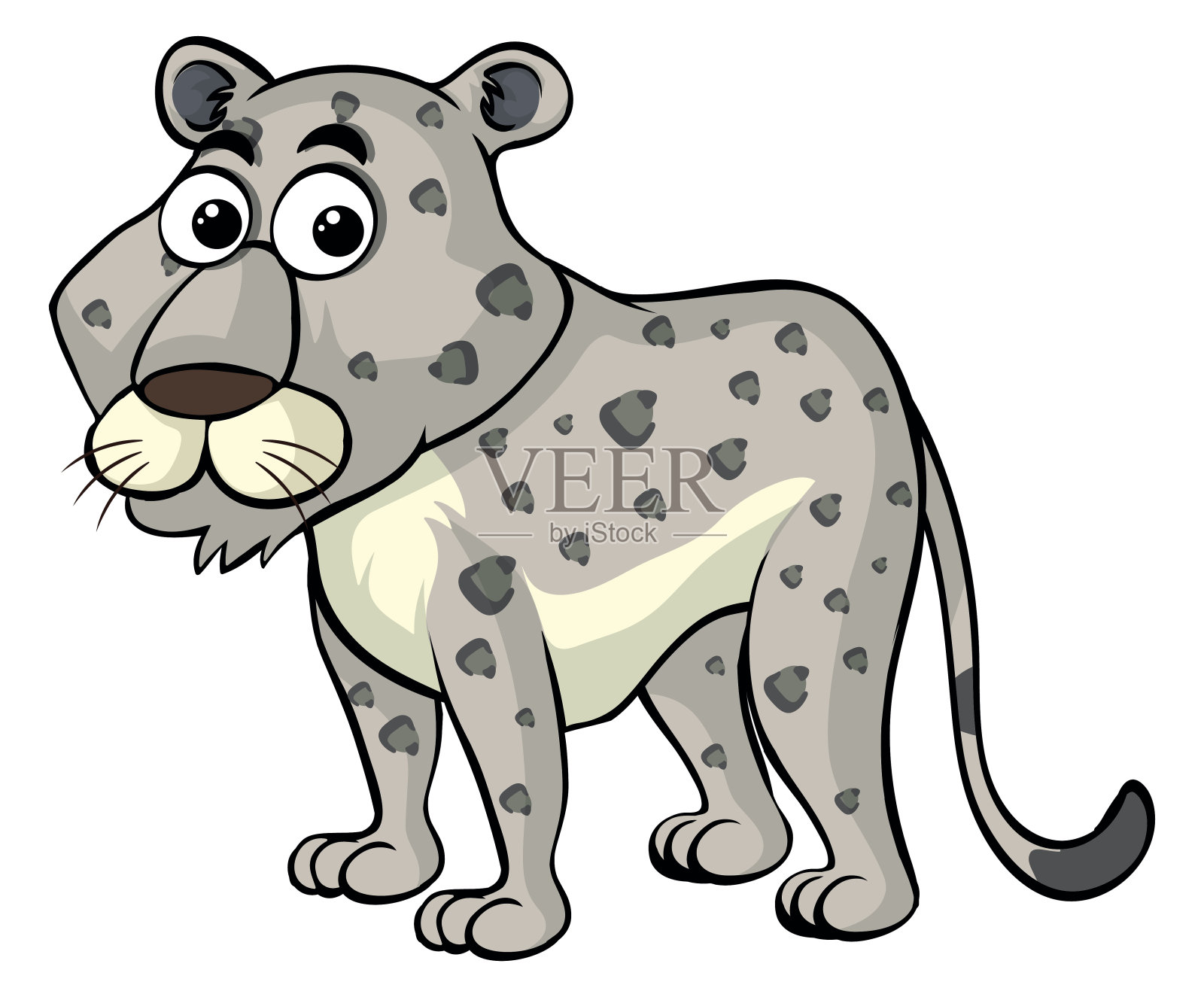 白色背景上的白色猎豹插画图片素材
