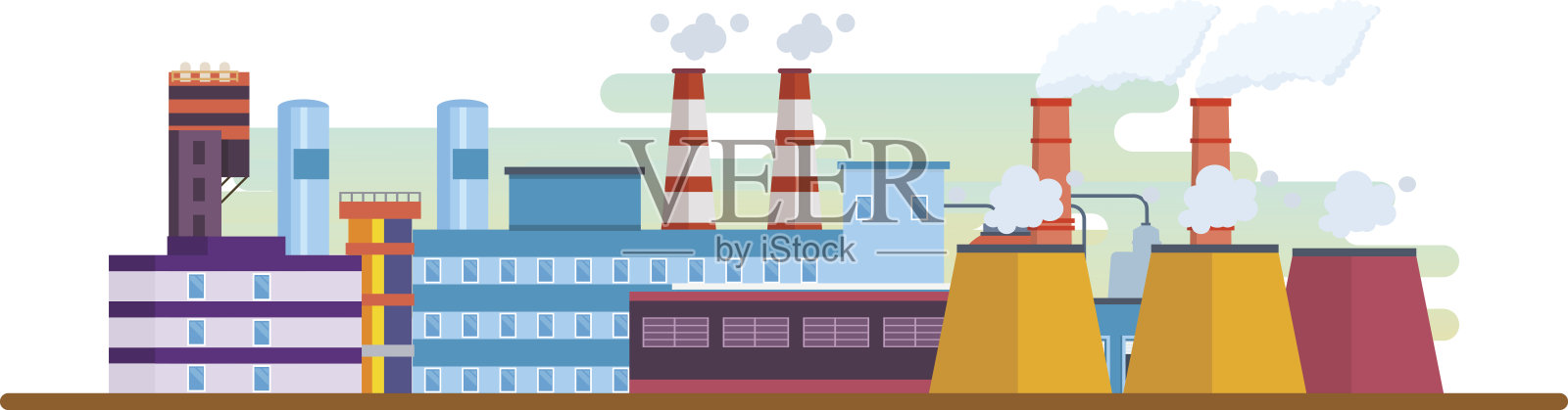工业和石油工厂、车站和反应堆的建筑物插画图片素材