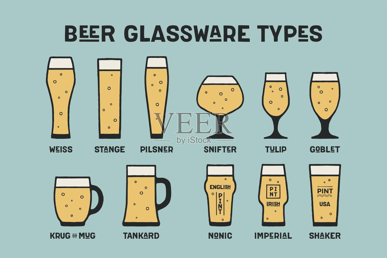海报啤酒玻璃器皿类型设计元素图片