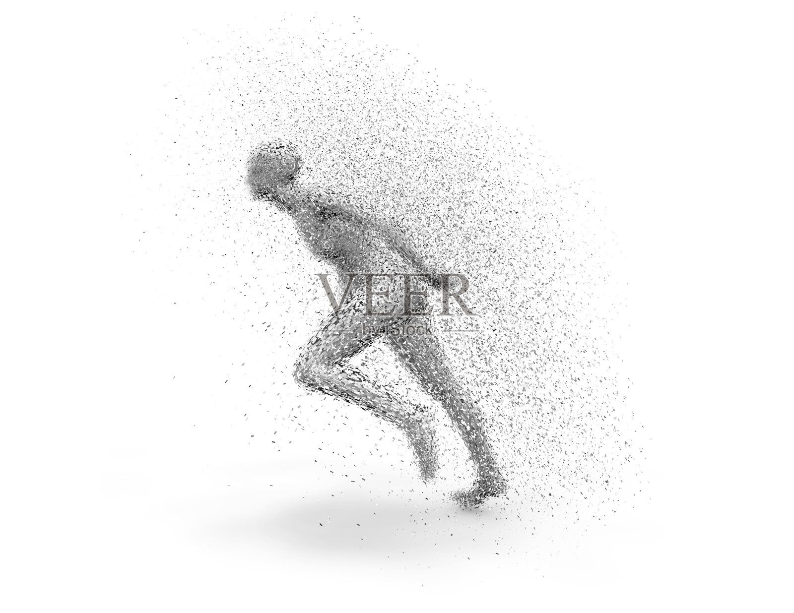 跑步女人的身体剪影3D插图。照片摄影图片