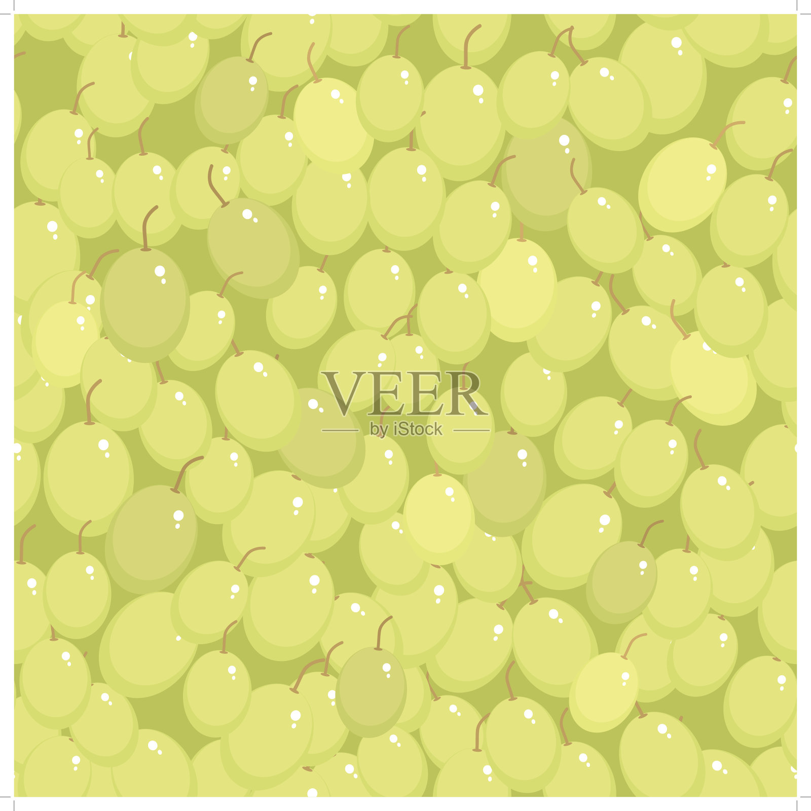 绿色葡萄无缝图案。向量插画图片素材