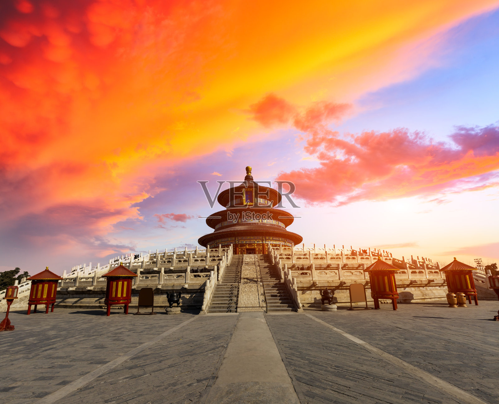 天坛日落景观在中国北京，中国符号照片摄影图片