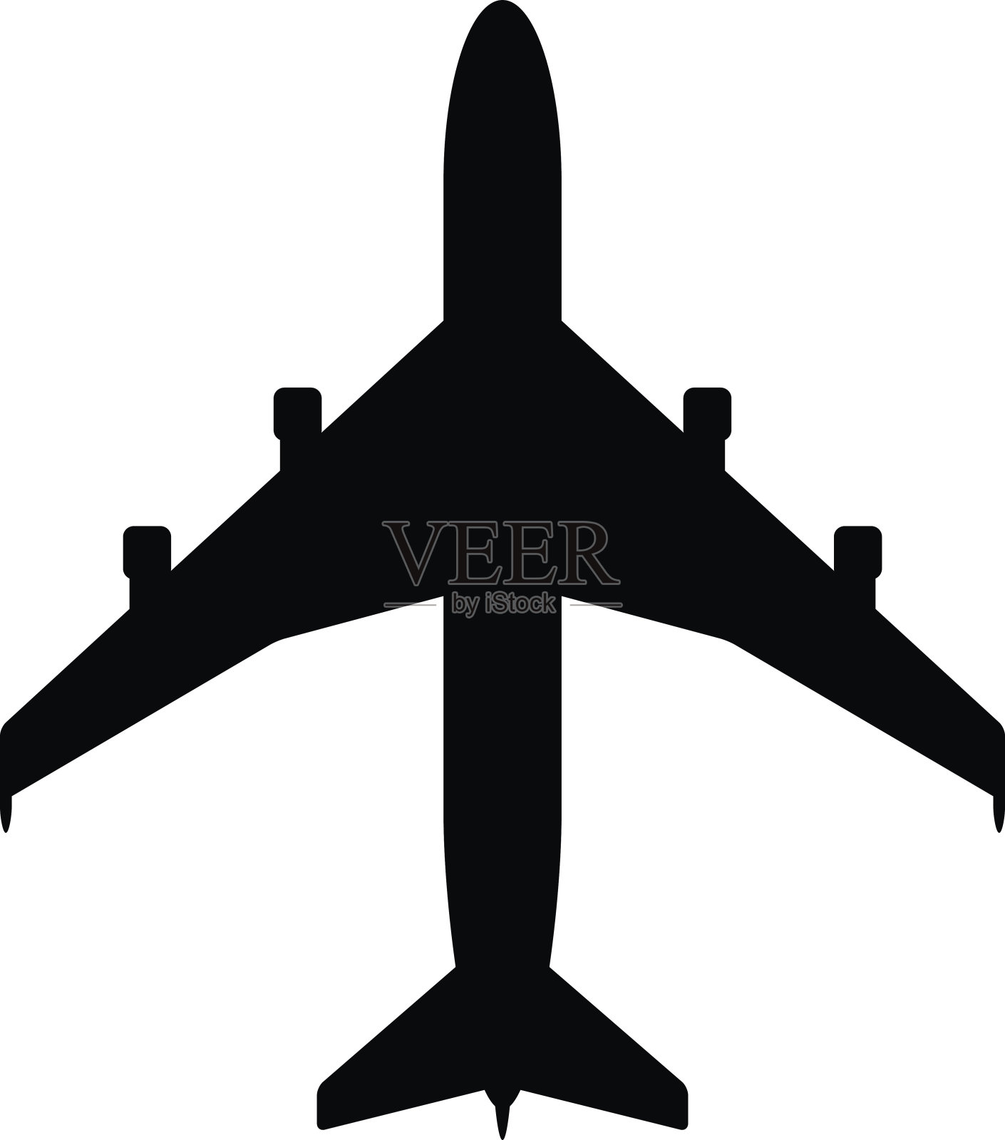飞机图标。黑色，极简图标孤立在白色背景。设计元素图片