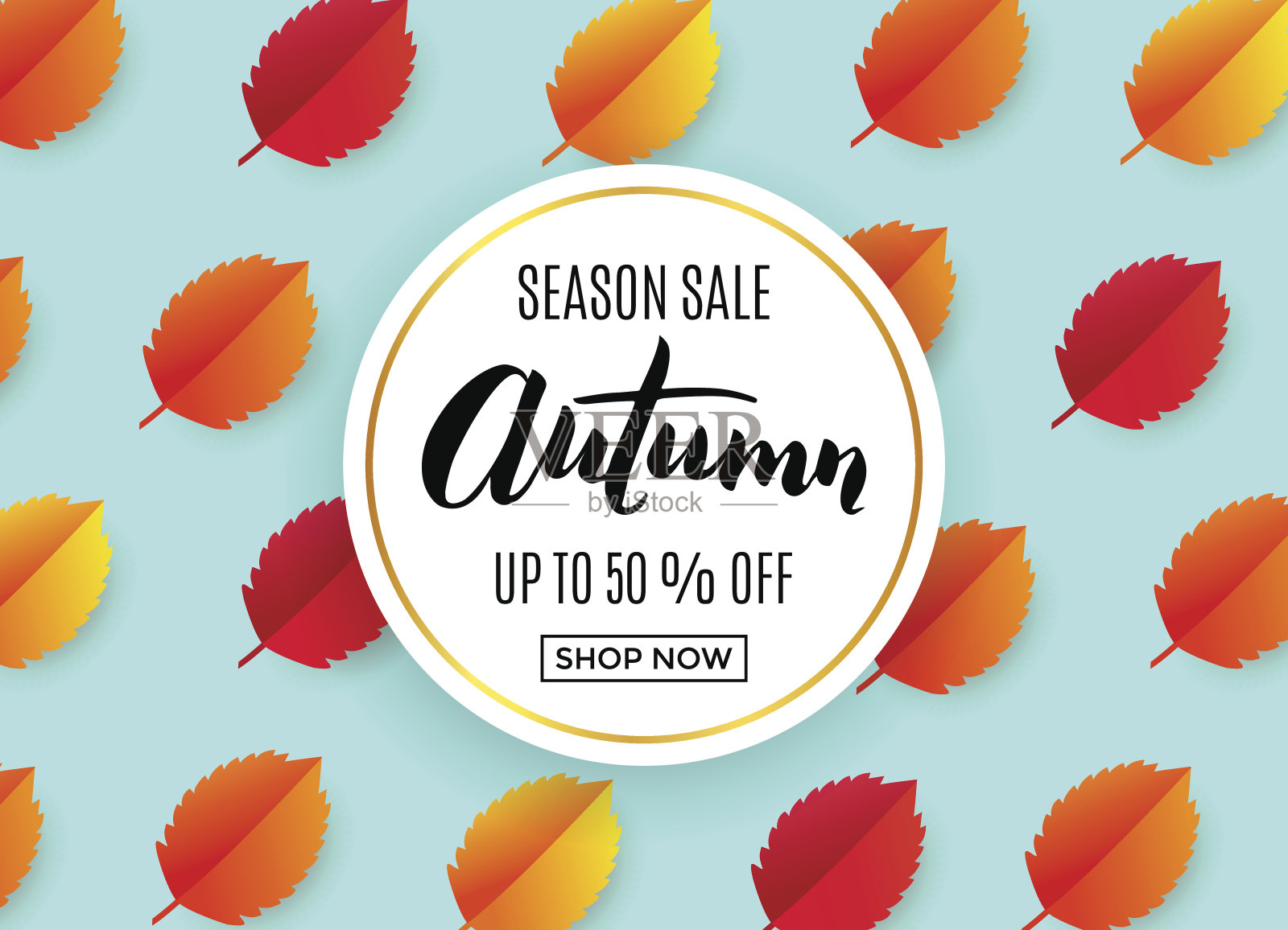 鲜艳的横幅秋季销售。插画图片素材