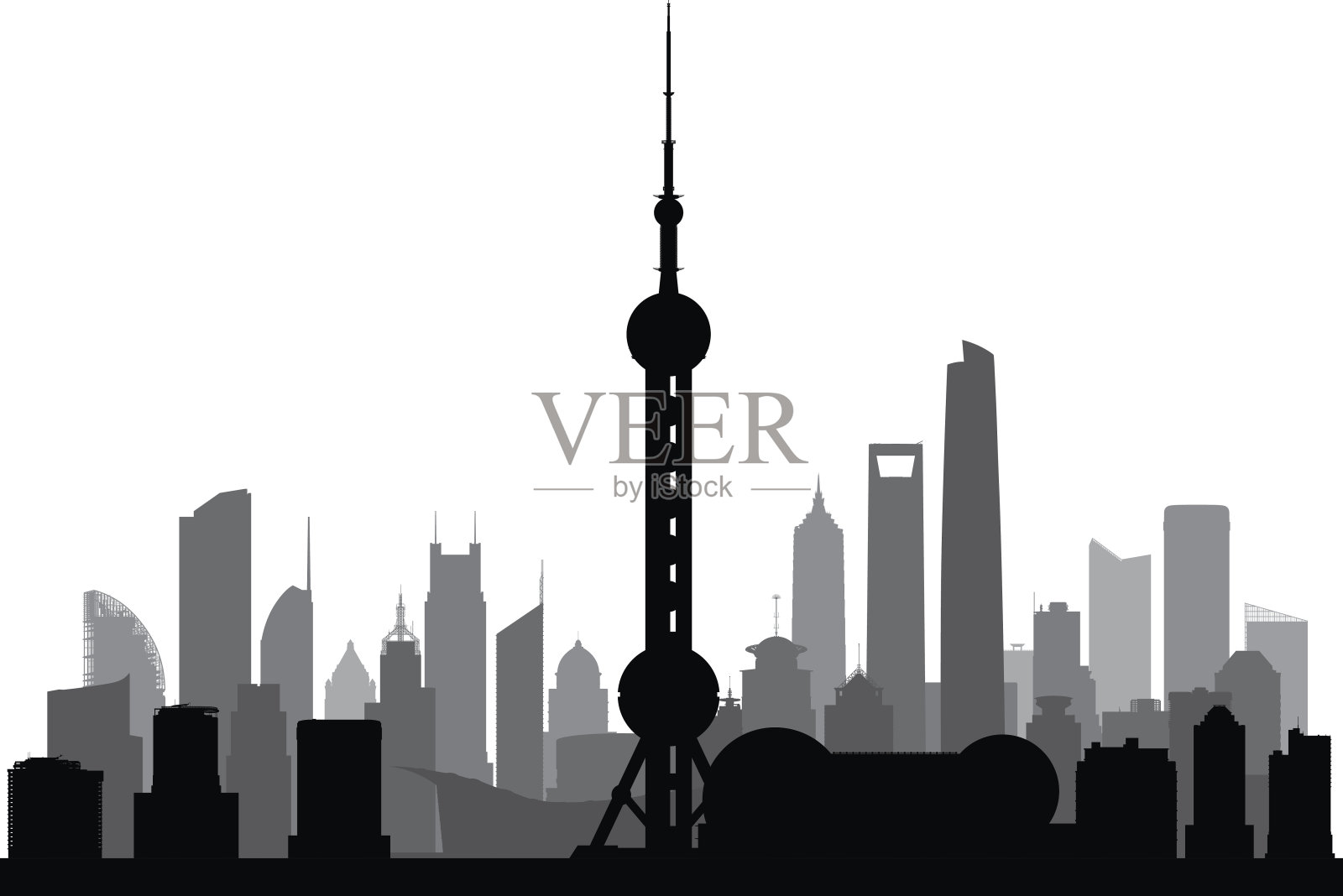 上海(建筑齐全，可移动)插画图片素材