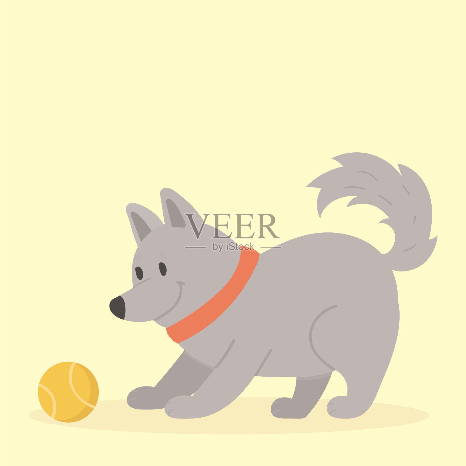 矢量插图可爱的玩狗角色有趣的纯种小狗漫画快乐的哺乳动物品种插画图片素材