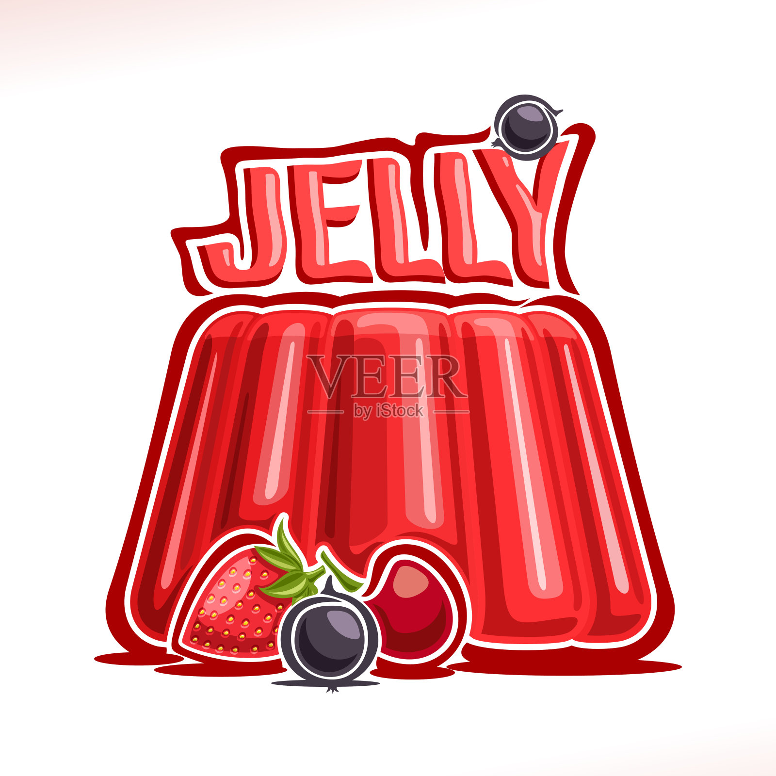 草莓果冻的矢量符号插画图片素材