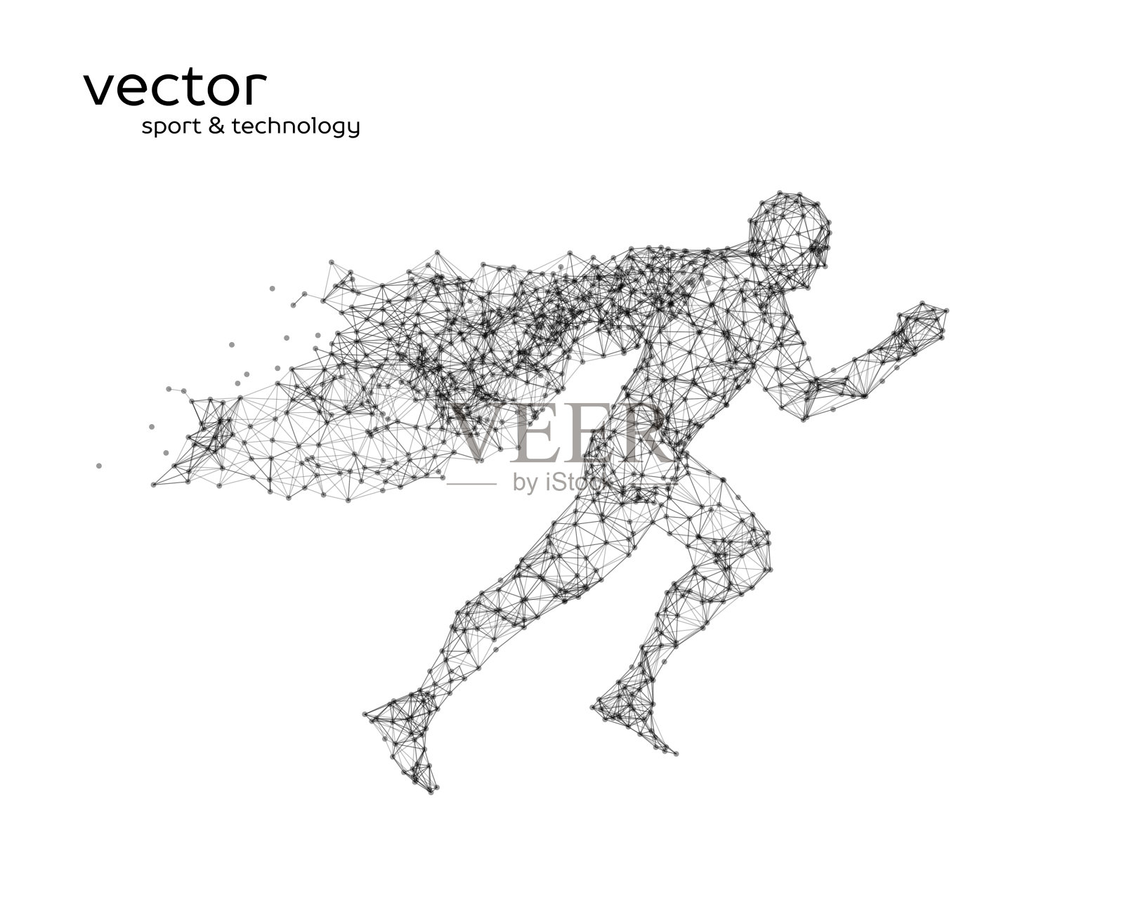 跑步超人的抽象矢量图。插画图片素材