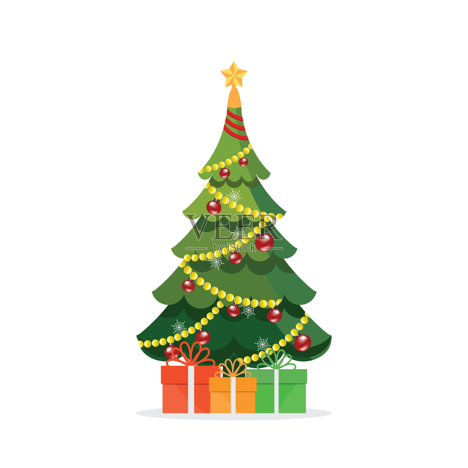 圣诞树和礼物。设计元素图片