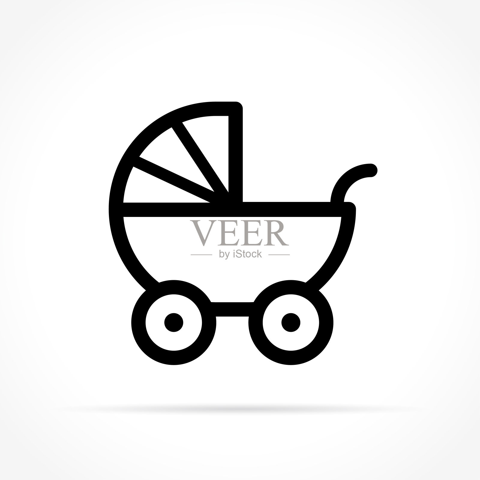 婴儿车图标上的白色背景设计元素图片