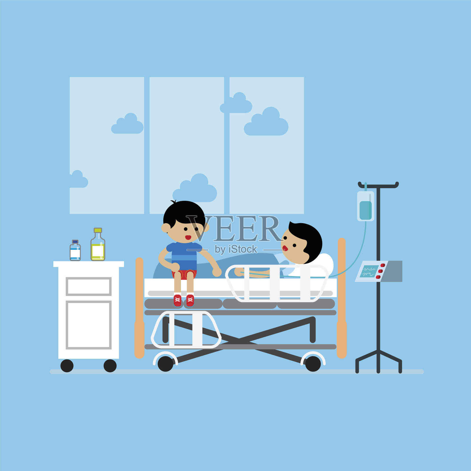 孩子和病人，病人住院情况插画图片素材