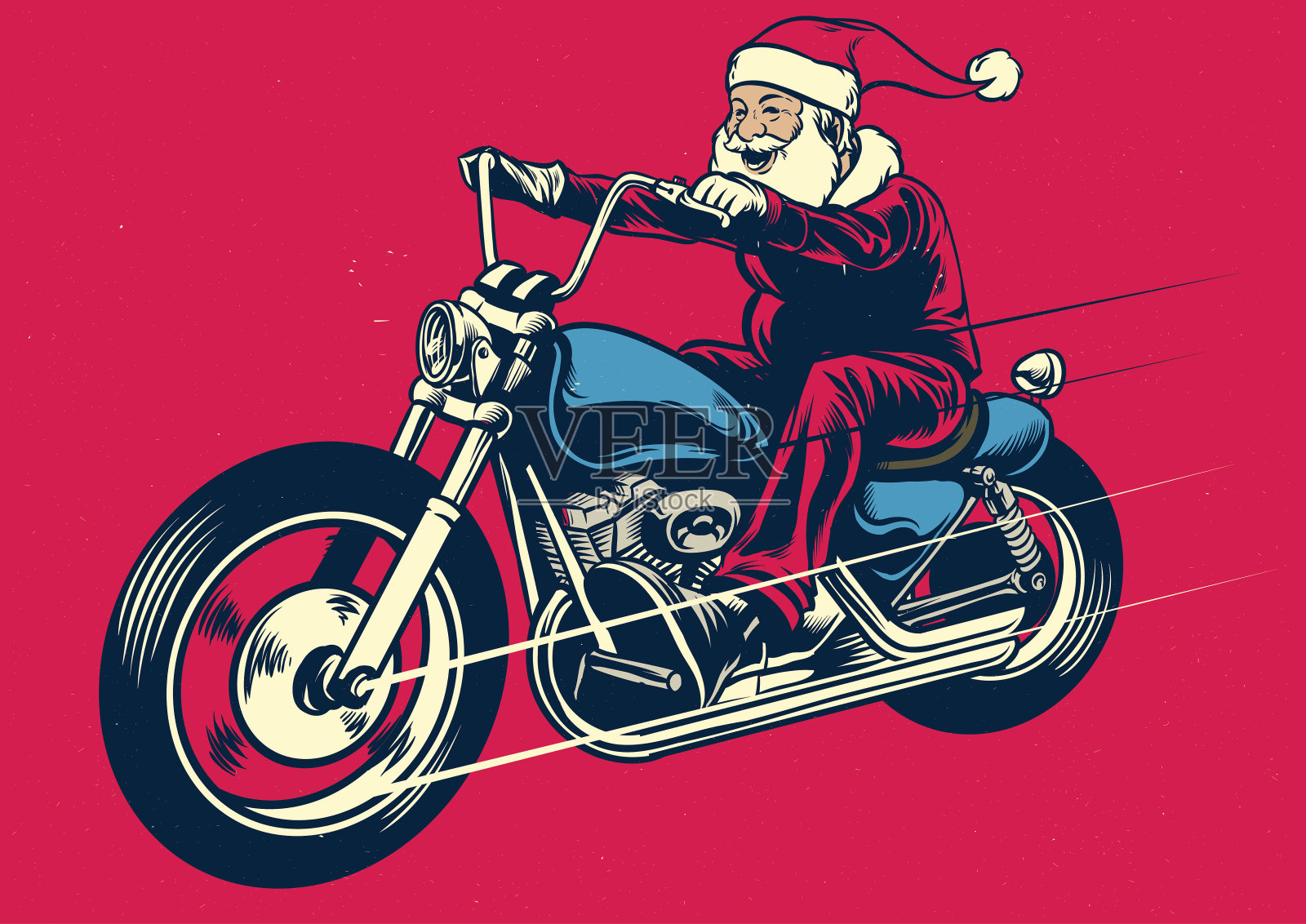 骑摩托车的圣诞老人插画图片素材