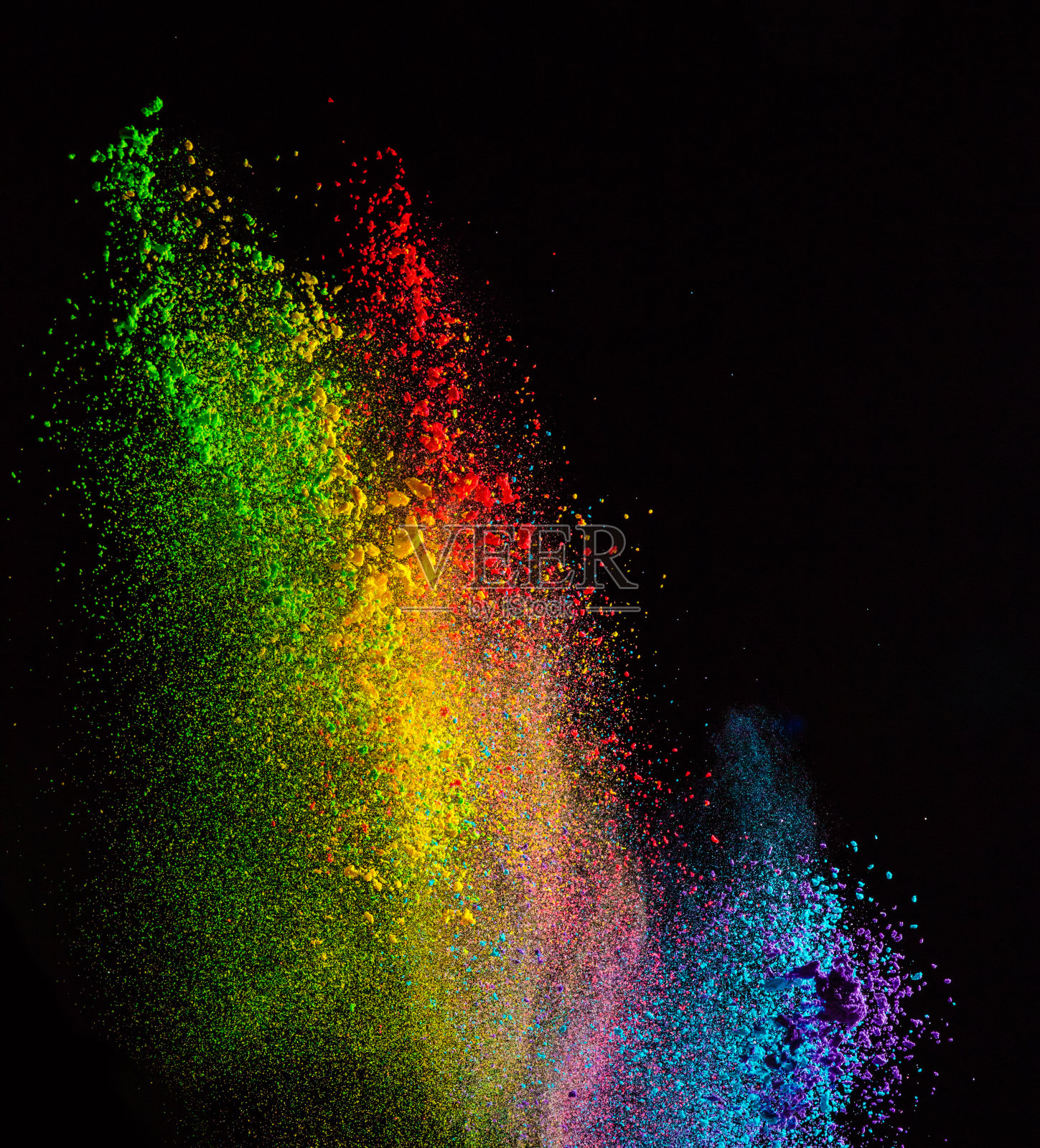 彩色尘埃爆炸的冻结运动照片摄影图片