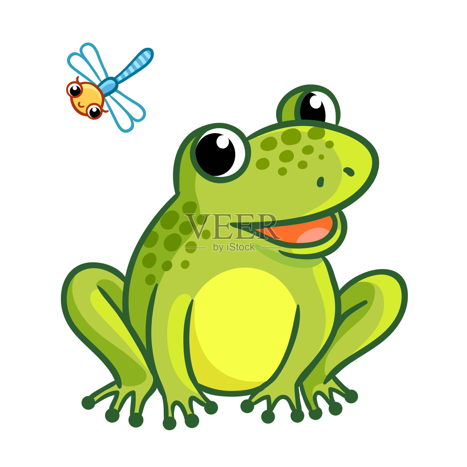 青蛙坐在白色的背景上。插画图片素材
