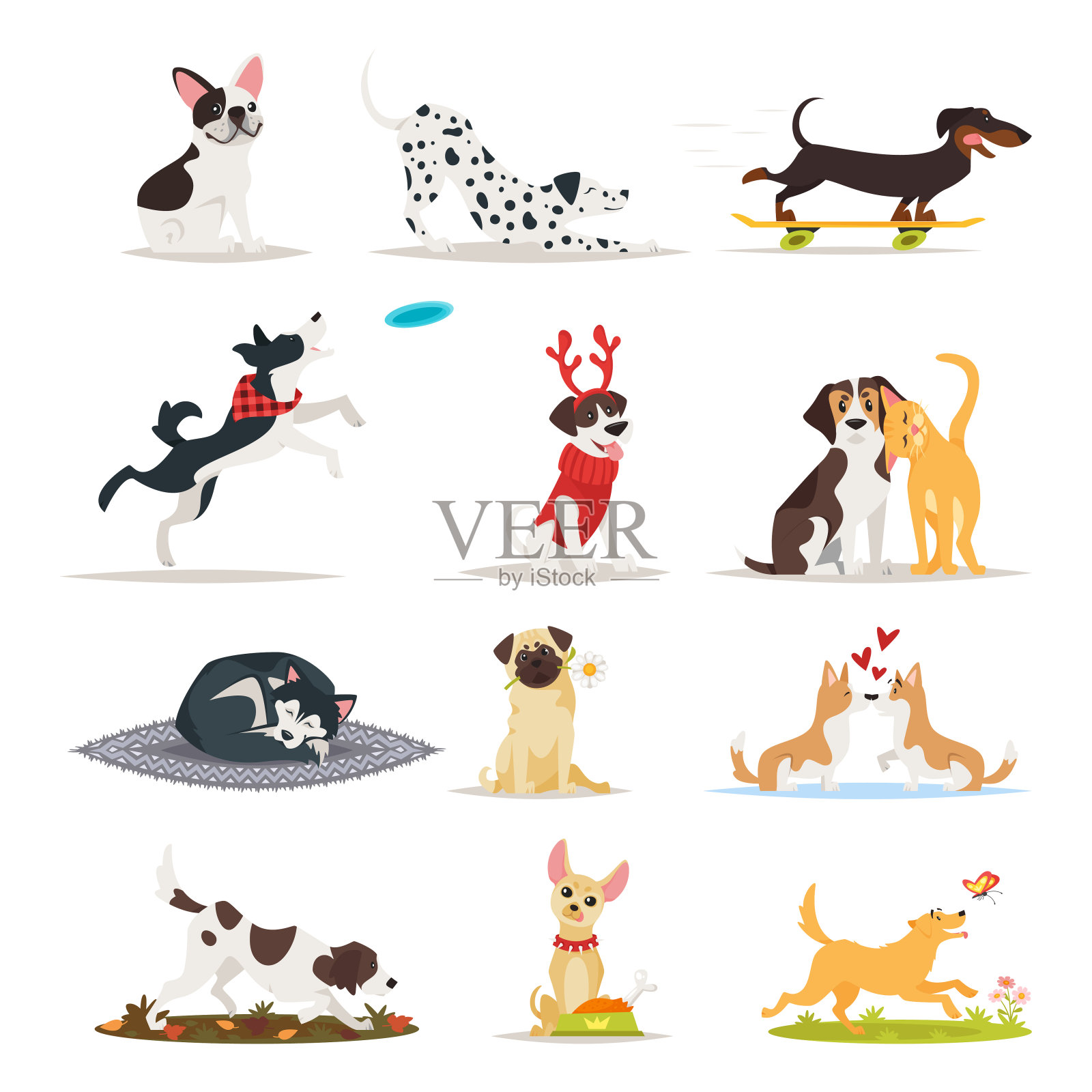 不同品种的狗设计元素图片