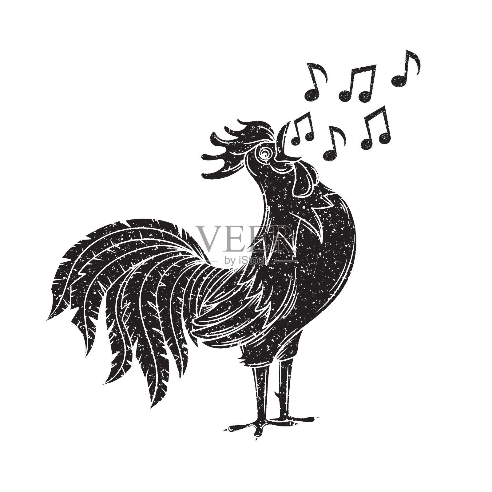 公鸡唱歌插画图片素材