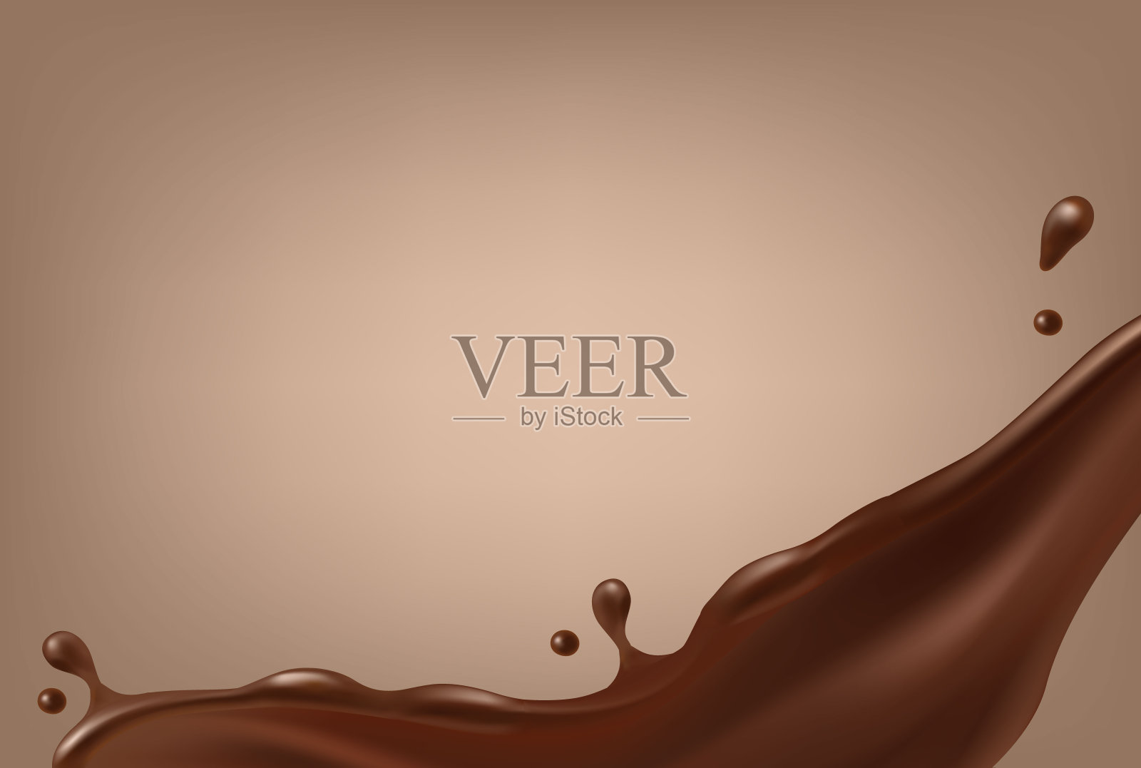 矢量现实融化的巧克力流边界隔离在浅棕色的背景插画图片素材