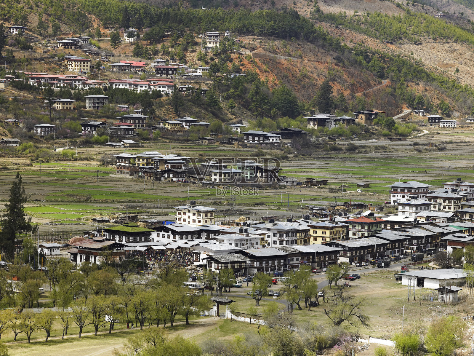 不丹王国的帕罗镇照片摄影图片