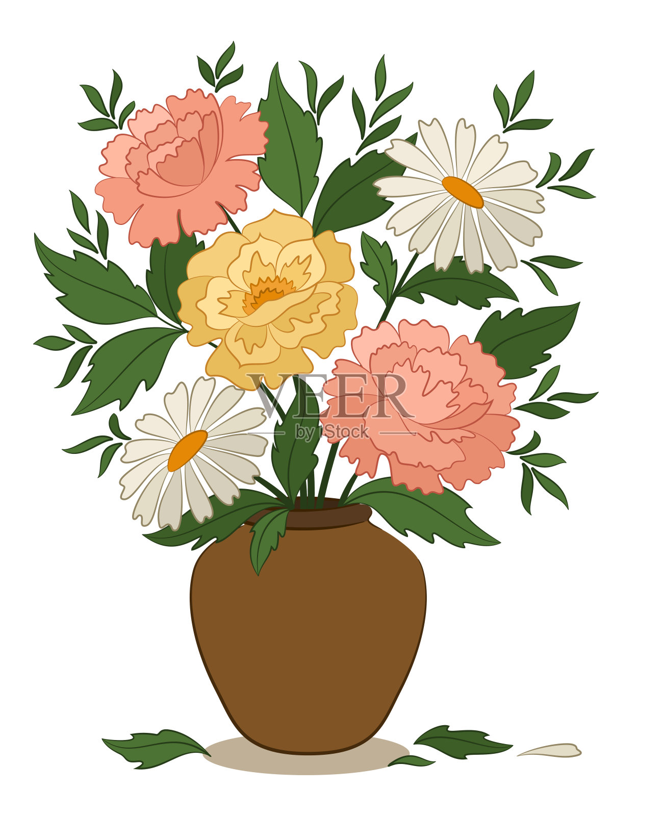 花瓶和花插画图片素材