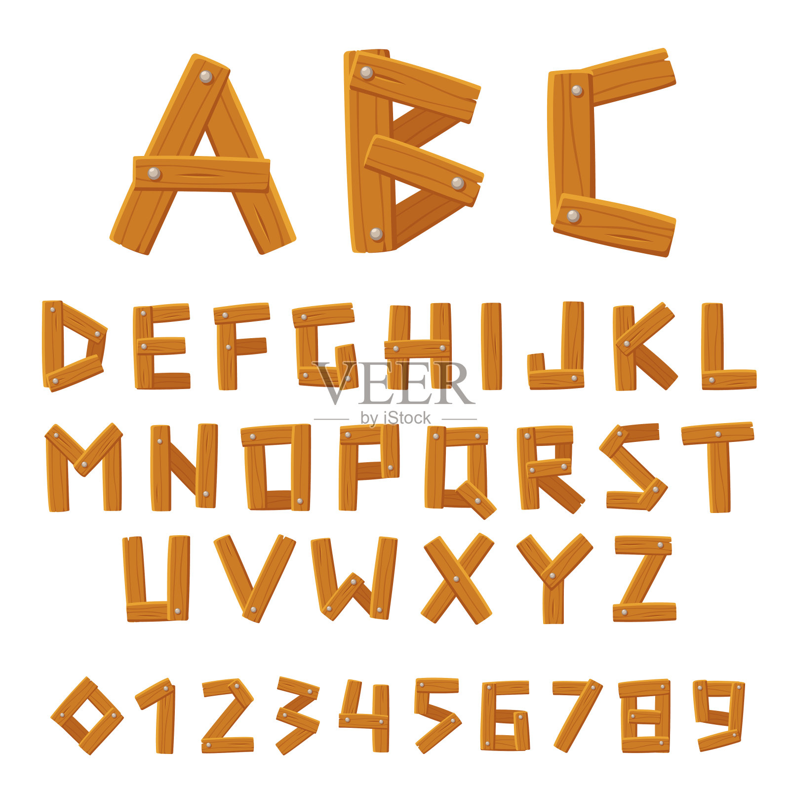 木制向量字母表插画图片素材