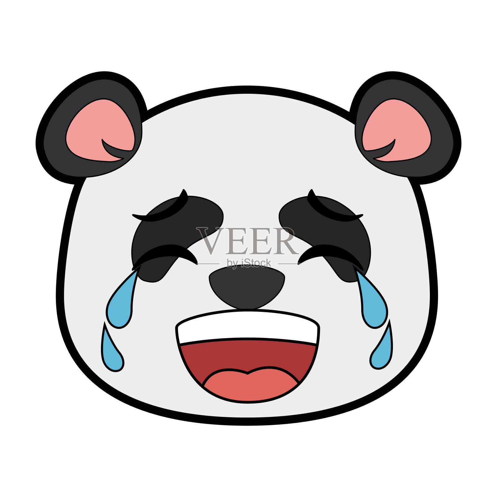 可爱的熊猫哭表情卡哇伊设计元素图片