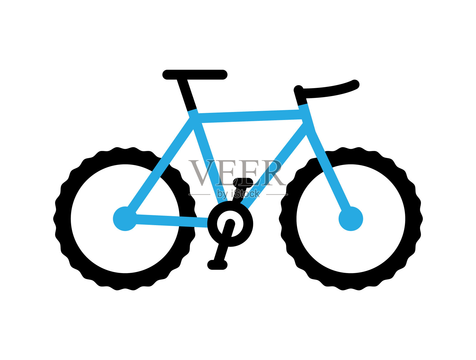 蓝色的山地自行车插画图片素材