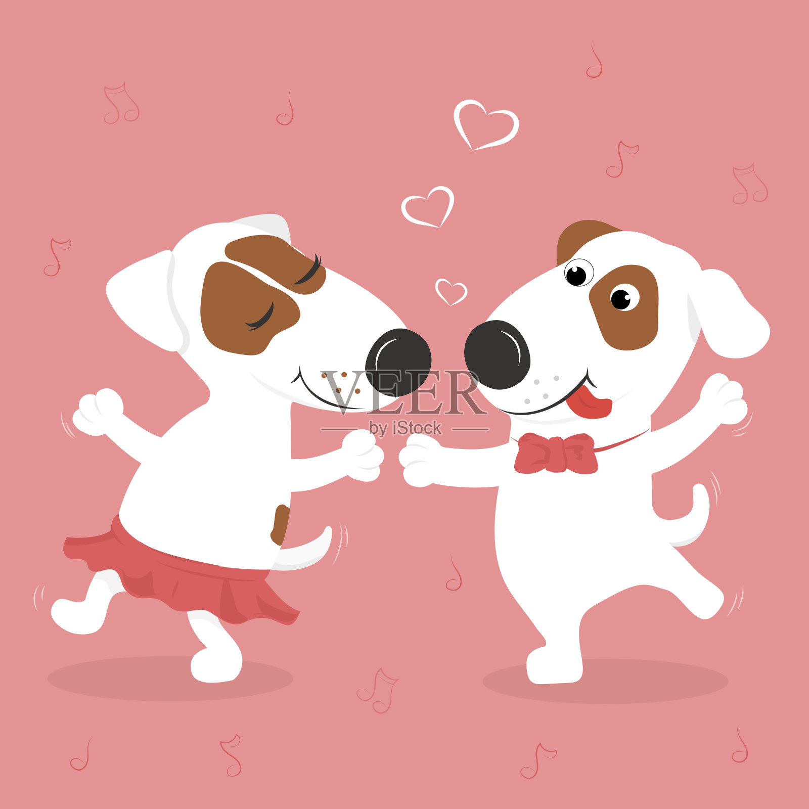 快乐的狗狗跳舞。插画图片素材