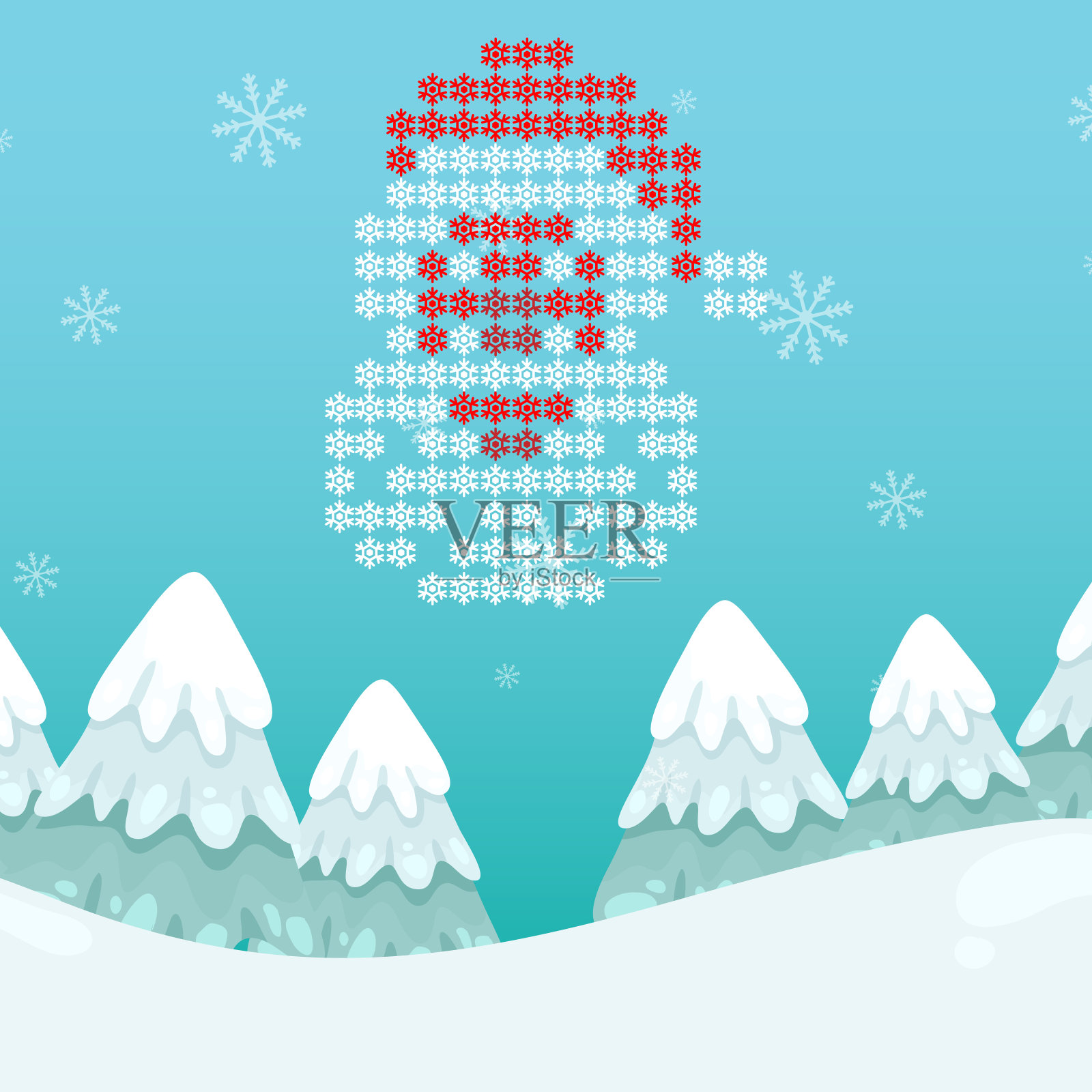 冬季雪花圣诞老人蓝色背景向量图像插画图片素材