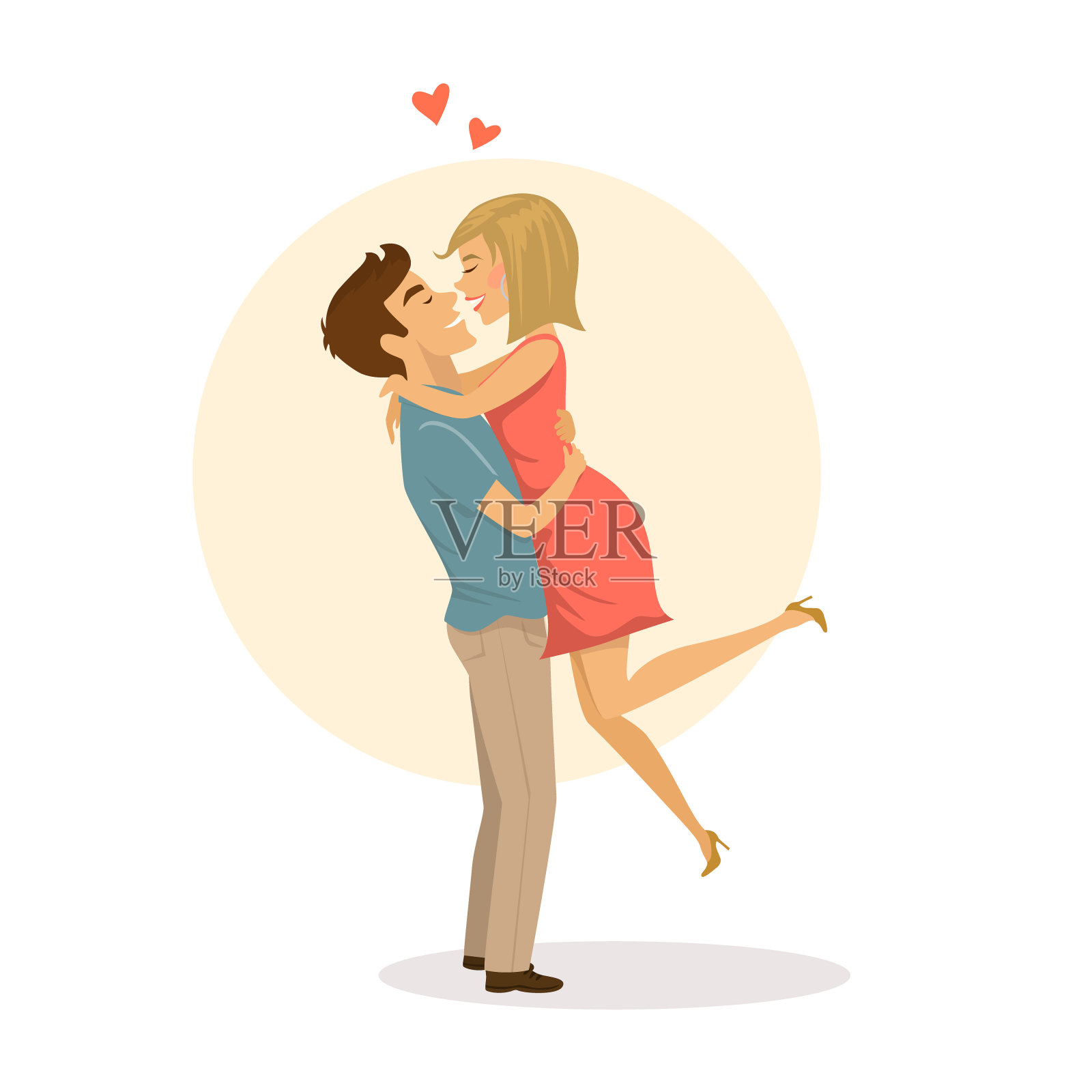 相爱的情侣在约会时，男人和女人拥抱拥抱设计元素图片