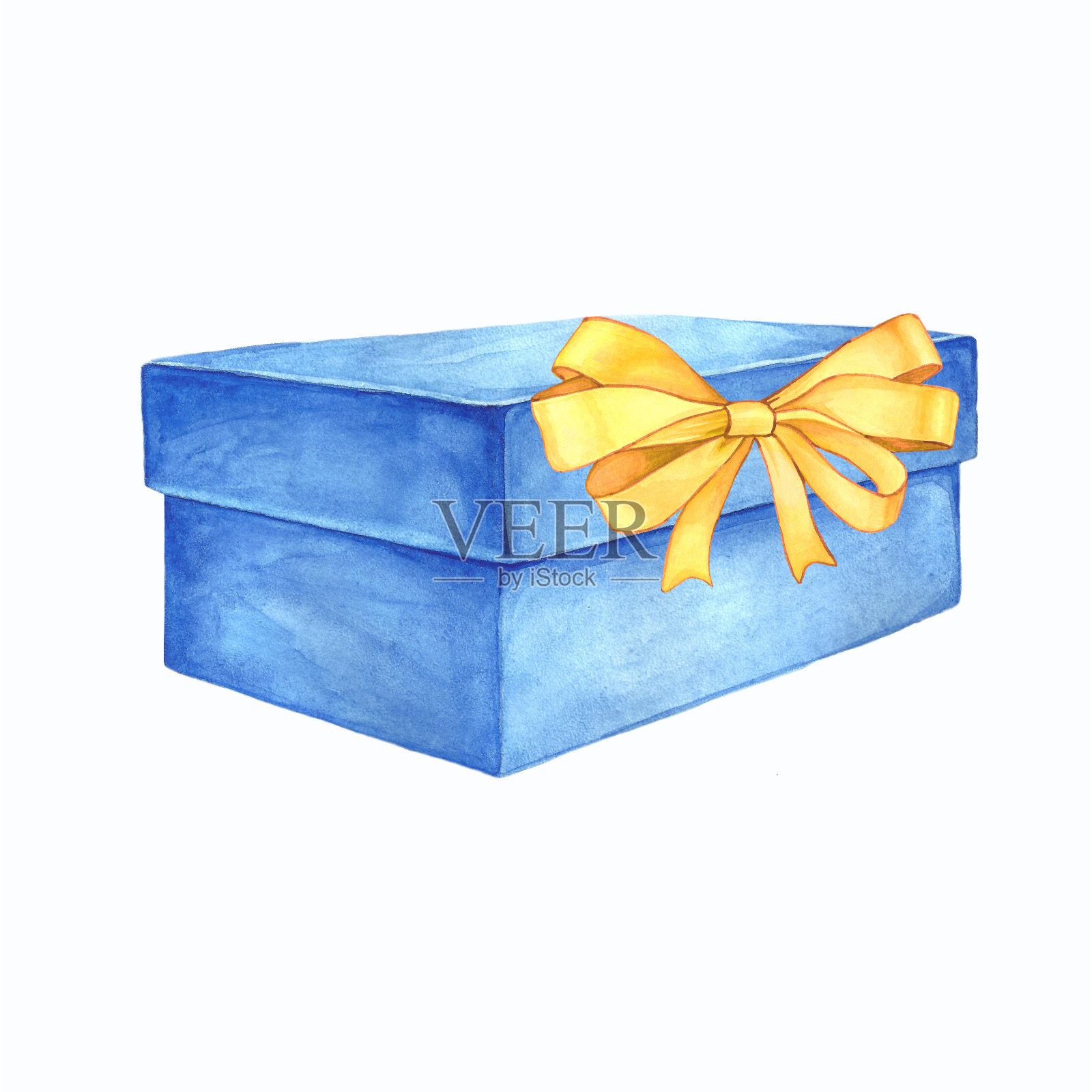 水彩插图的礼盒与丝带蝴蝶结。插画图片素材