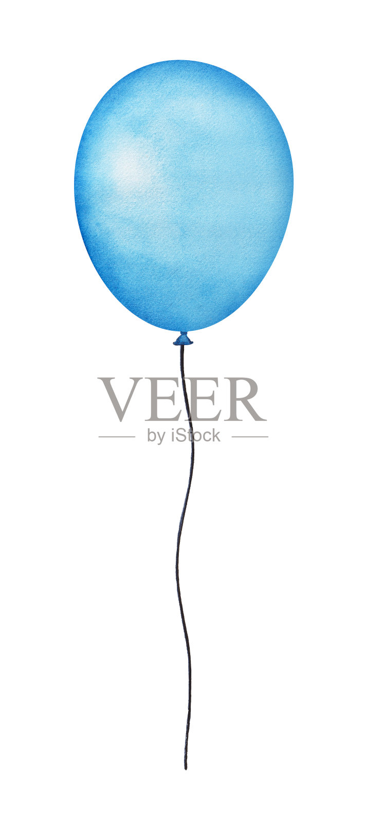快乐的节日飞行蓝色气球插图。欢乐的象征。插画图片素材