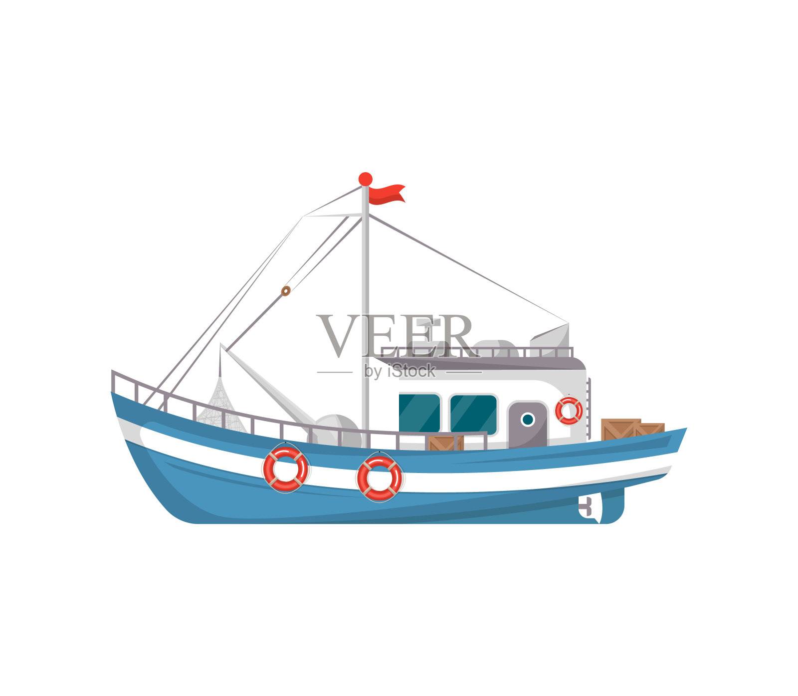 商业渔船侧视图图标插画图片素材