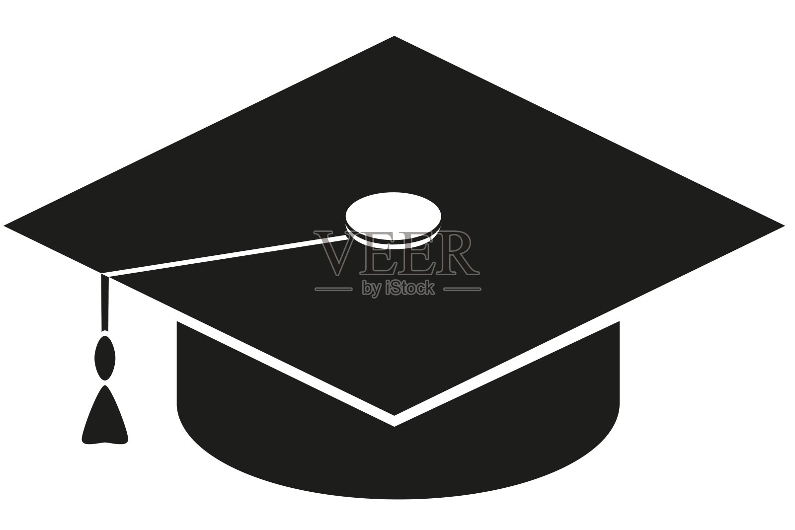 黑白毕业帽刷剪影。插画图片素材