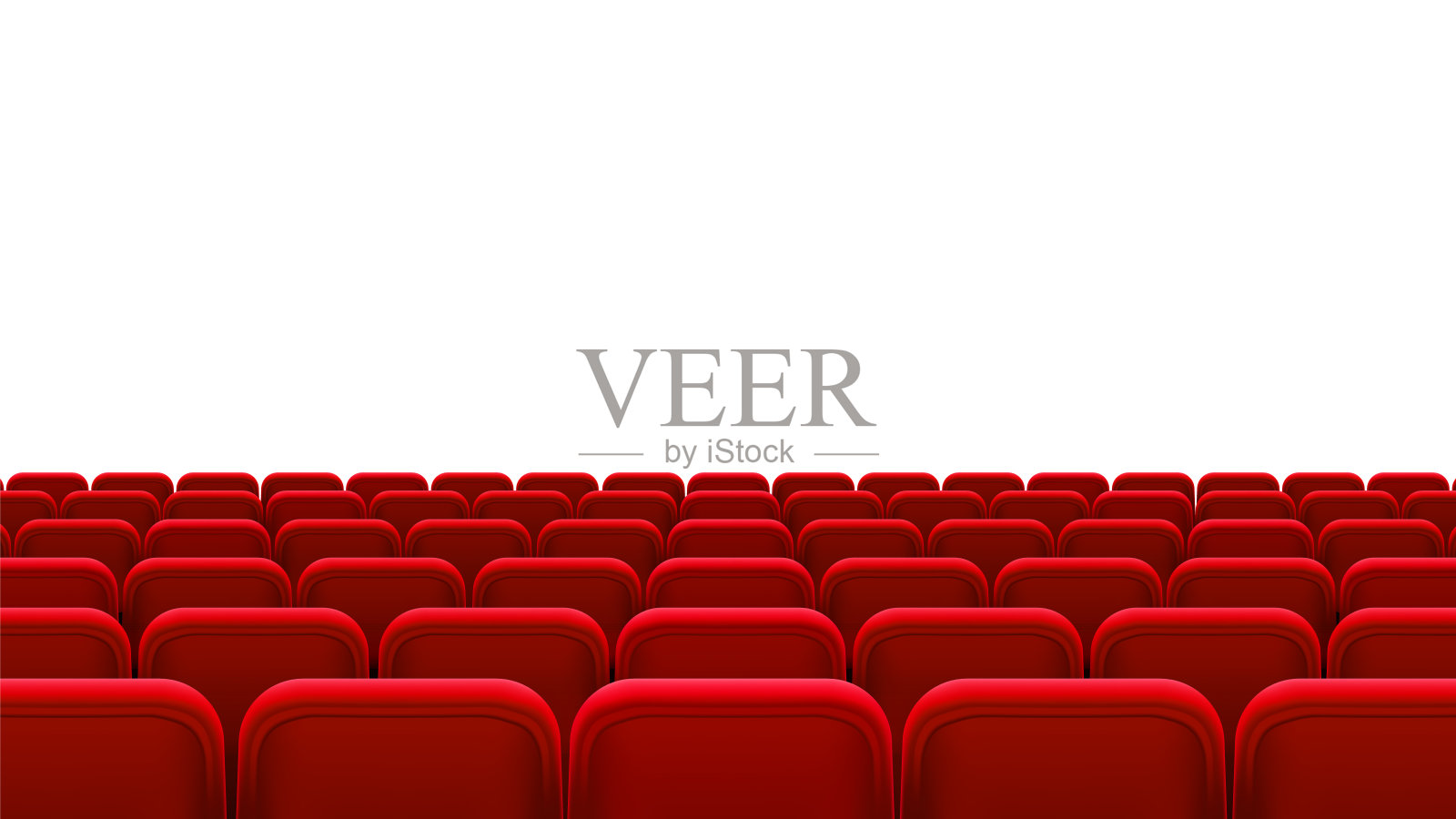 一排排的红色座椅，后视镜。电影院大厅，电影院，剧院，歌剧，事件，演出的空座位。内部元素。矢量现实3d插图插画图片素材