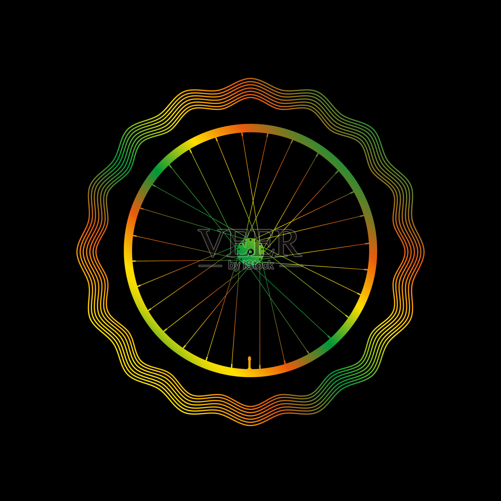 装饰自行车辋与明亮的梯度。连结环矢量框架插画图片素材