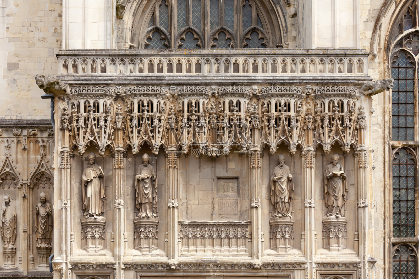 坎特伯雷大教堂正面细节大主教雕像肯特英国南部坎特伯雷照片摄影图片