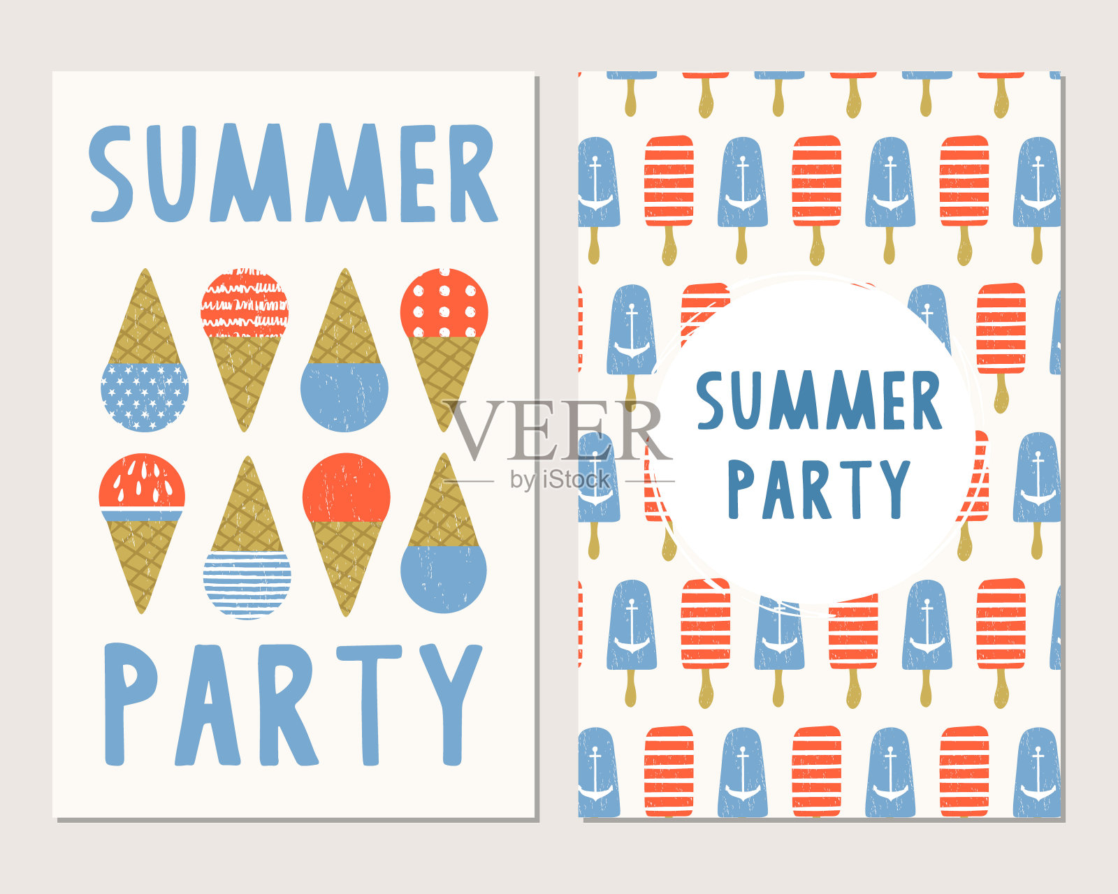 夏天的卡片。冰淇淋可爱的背景插画图片素材