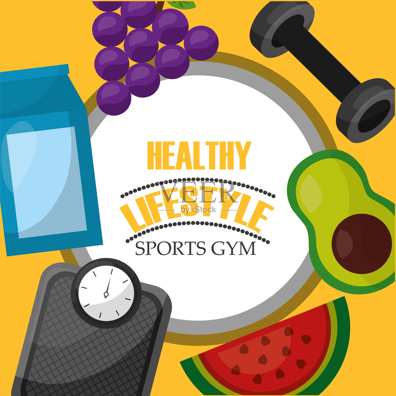健康生活方式运动食品插画图片素材