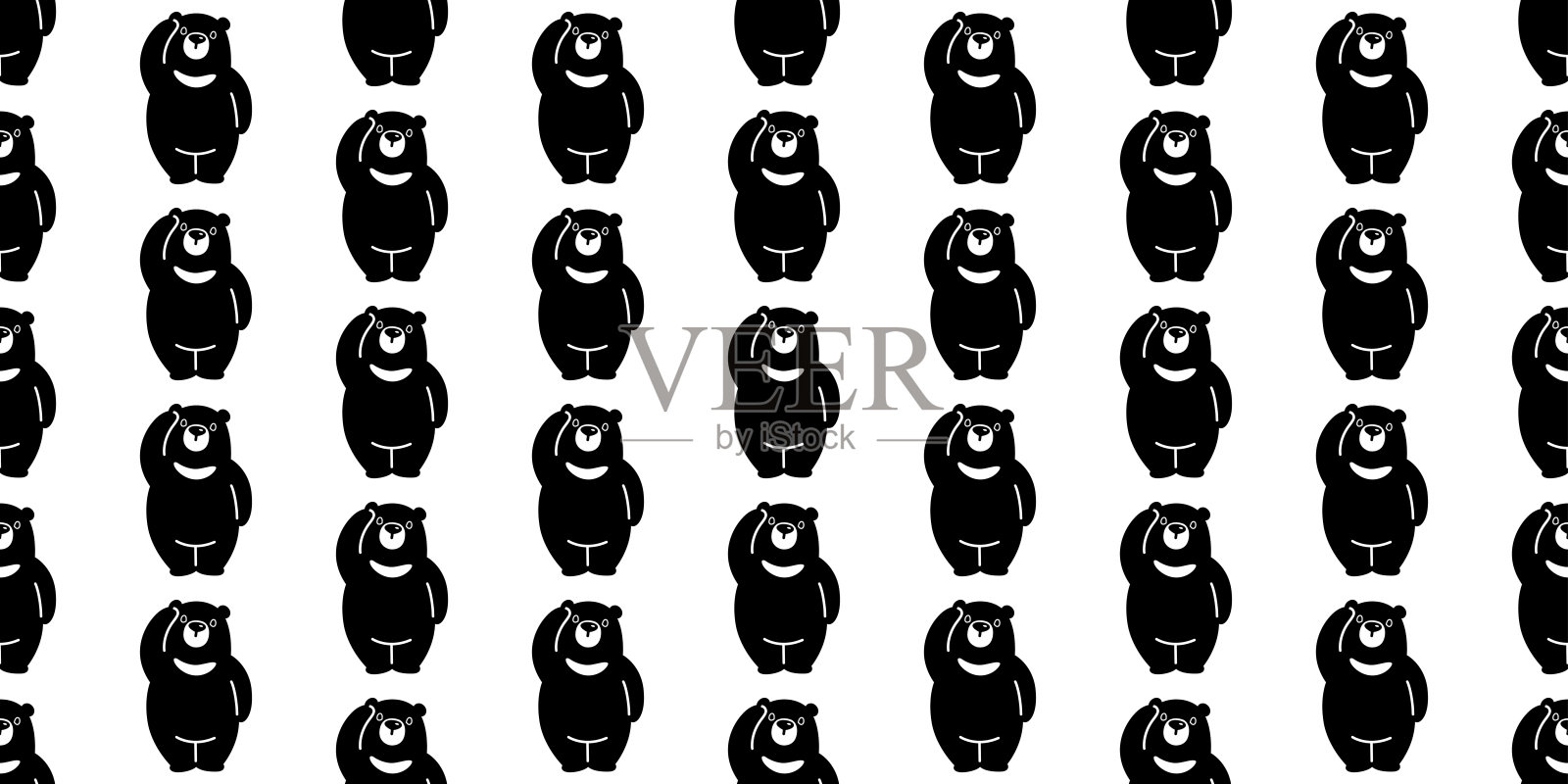 熊北极熊无缝图案熊猫矢量孤立壁纸背景插图卡通插画图片素材