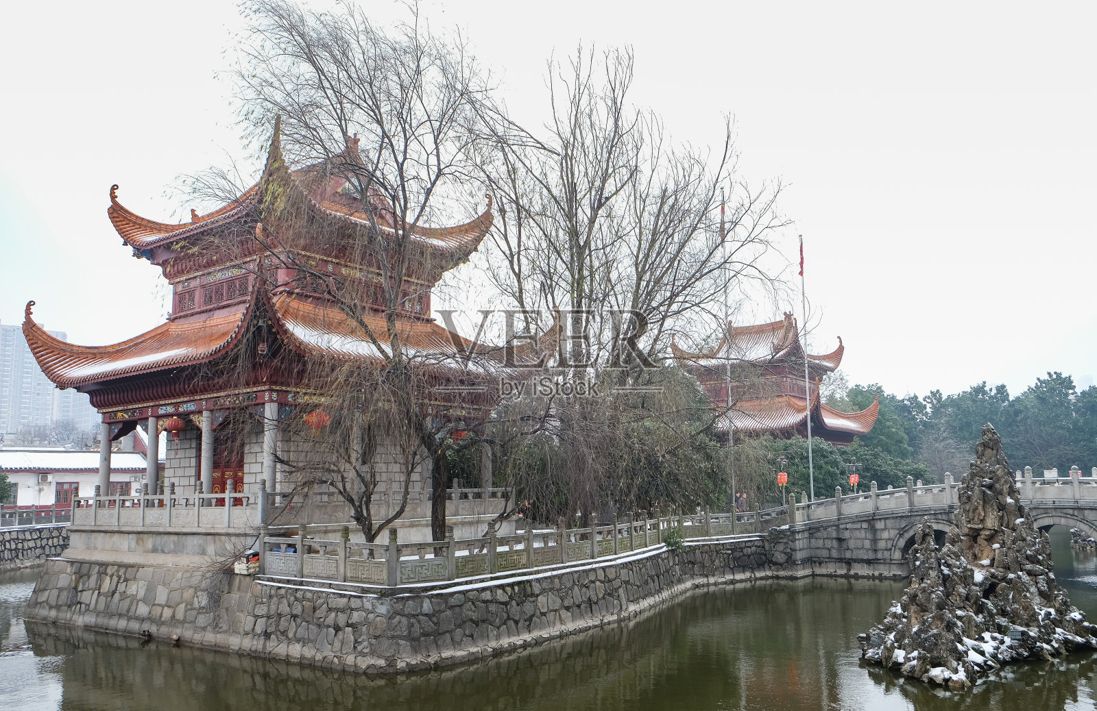 湖南长沙古开福寺——佛堂、鼓楼照片摄影图片