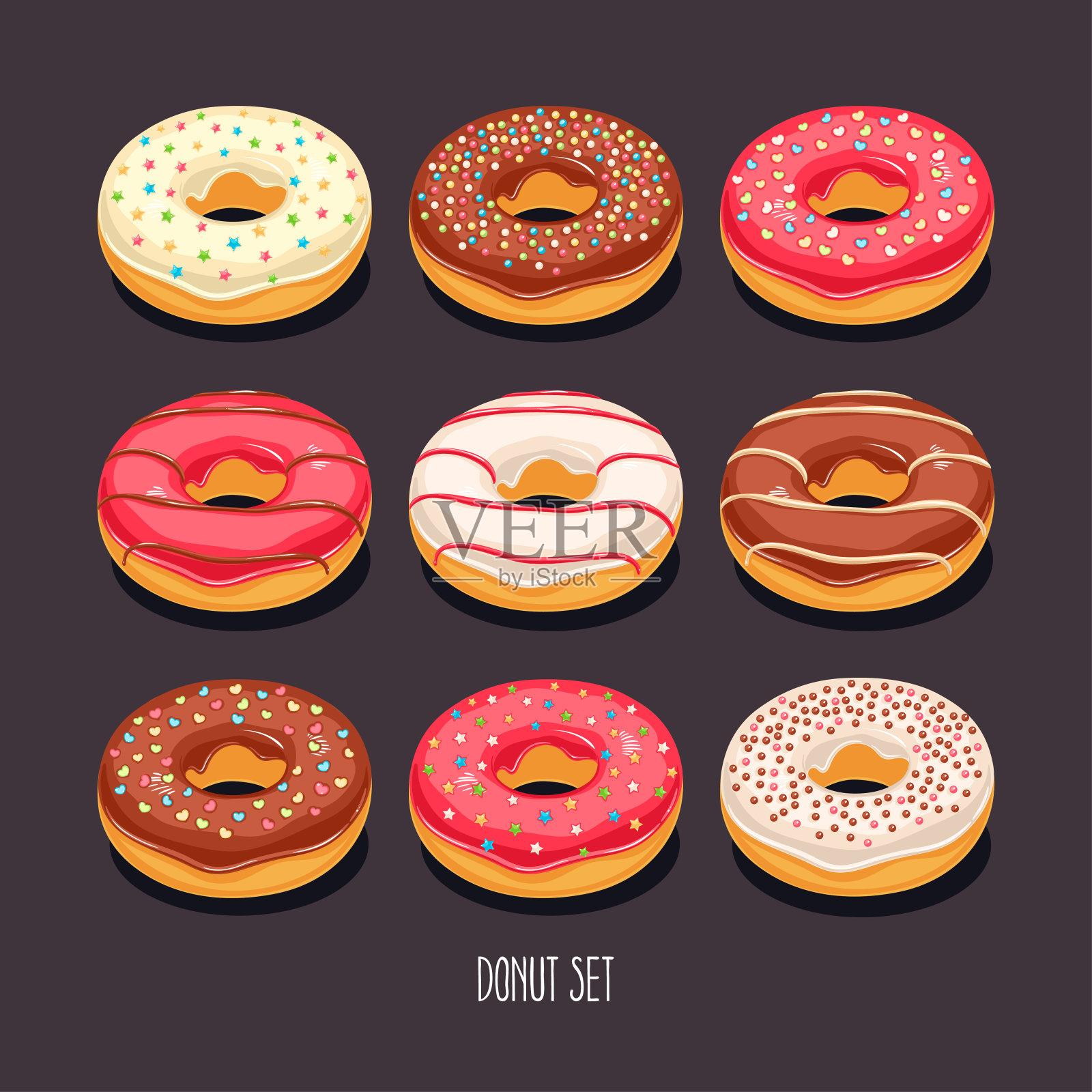 可爱的开胃的甜甜圈设计元素图片