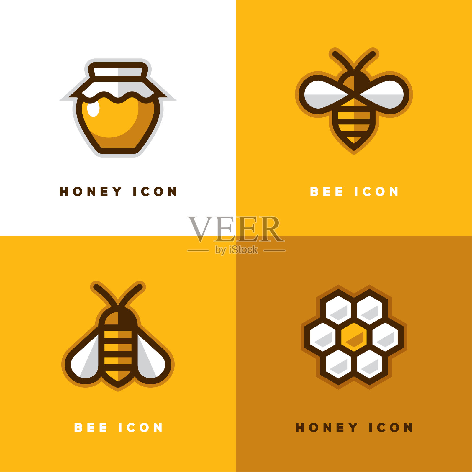 四个蜂蜜图标。插画图片素材
