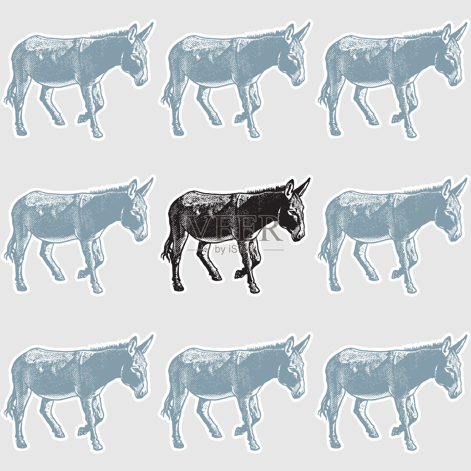 驴子-无缝模式背景。设计元素图片