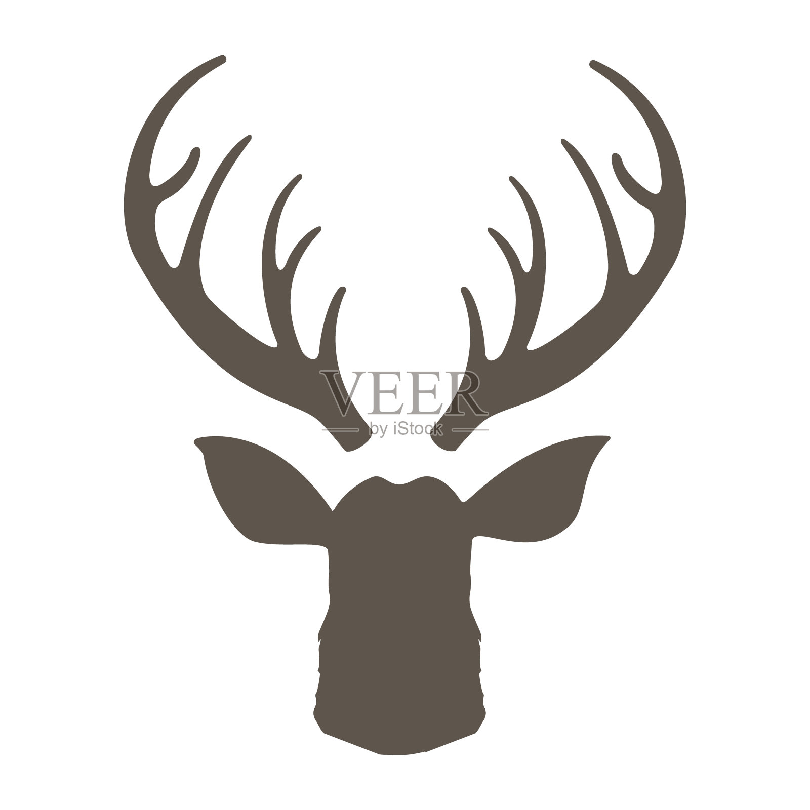 驯鹿与角矢量插图。鹿潮人图标。头鹿的轮廓。手绘程式化的元素设计设计元素图片