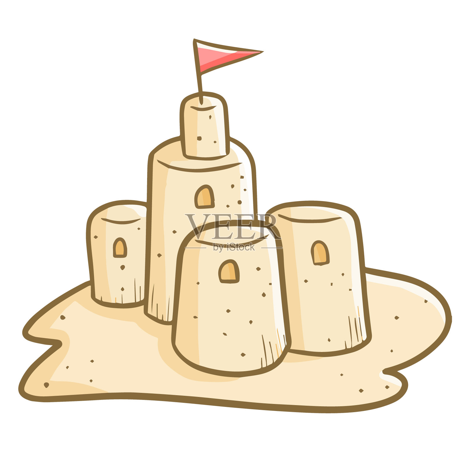 海滩上有趣的城堡沙子设计元素图片
