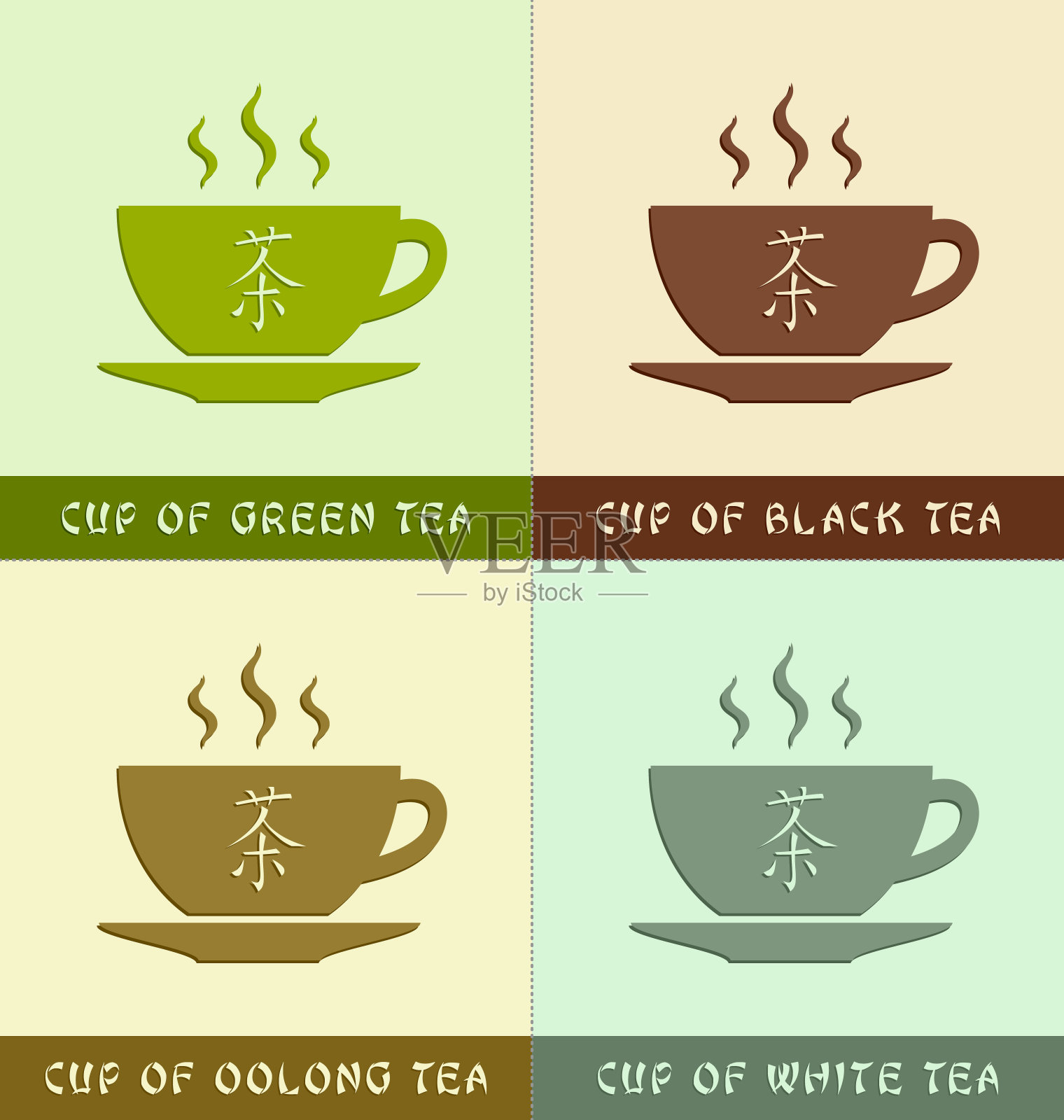 不同类型的茶插画图片素材