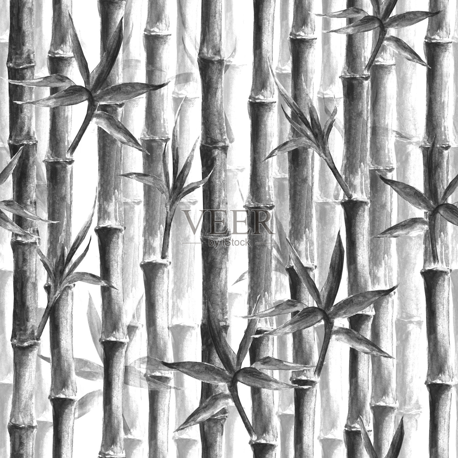 黑白竹林无缝图案设计元素图片