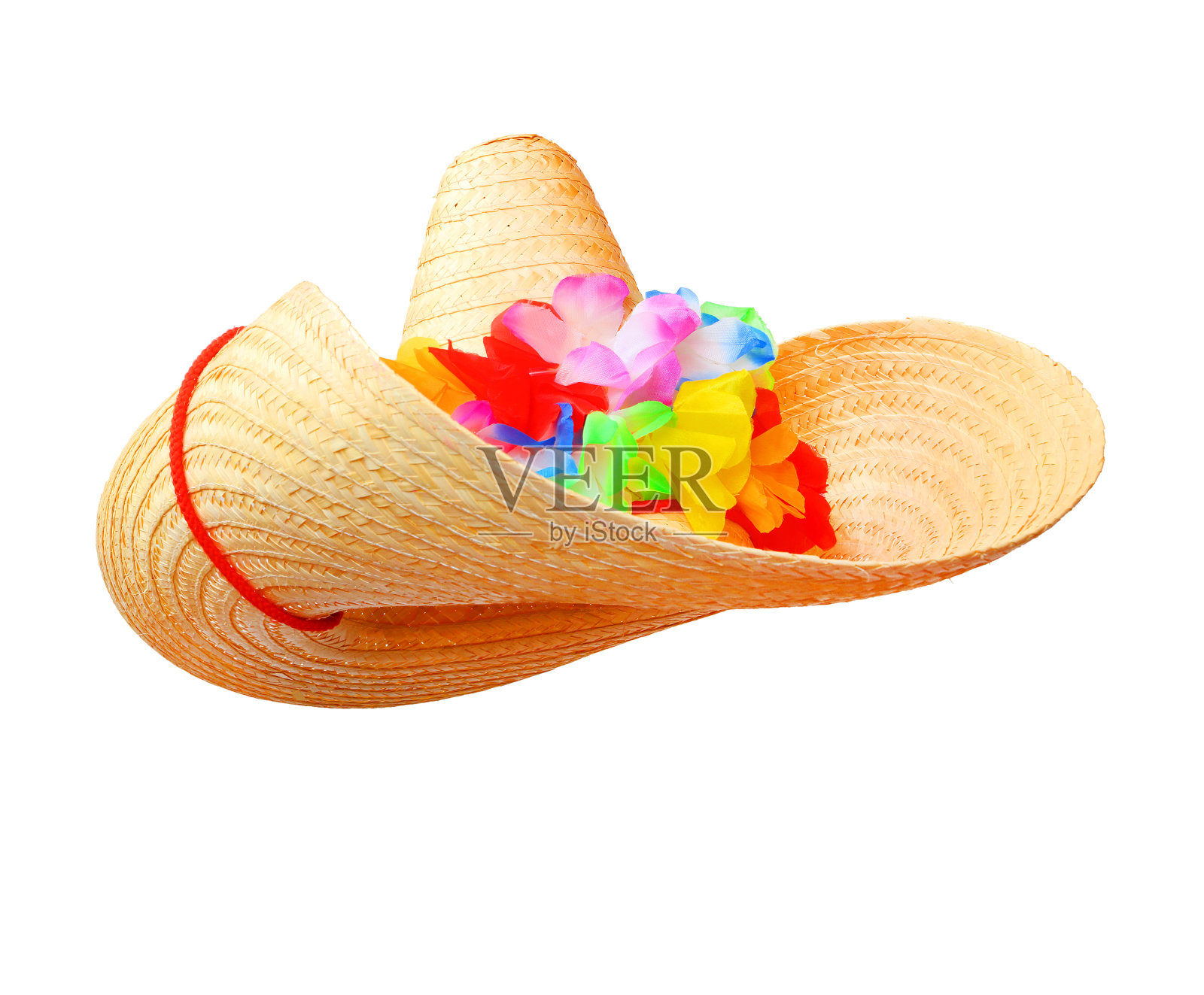 夏威夷花草帽。照片摄影图片