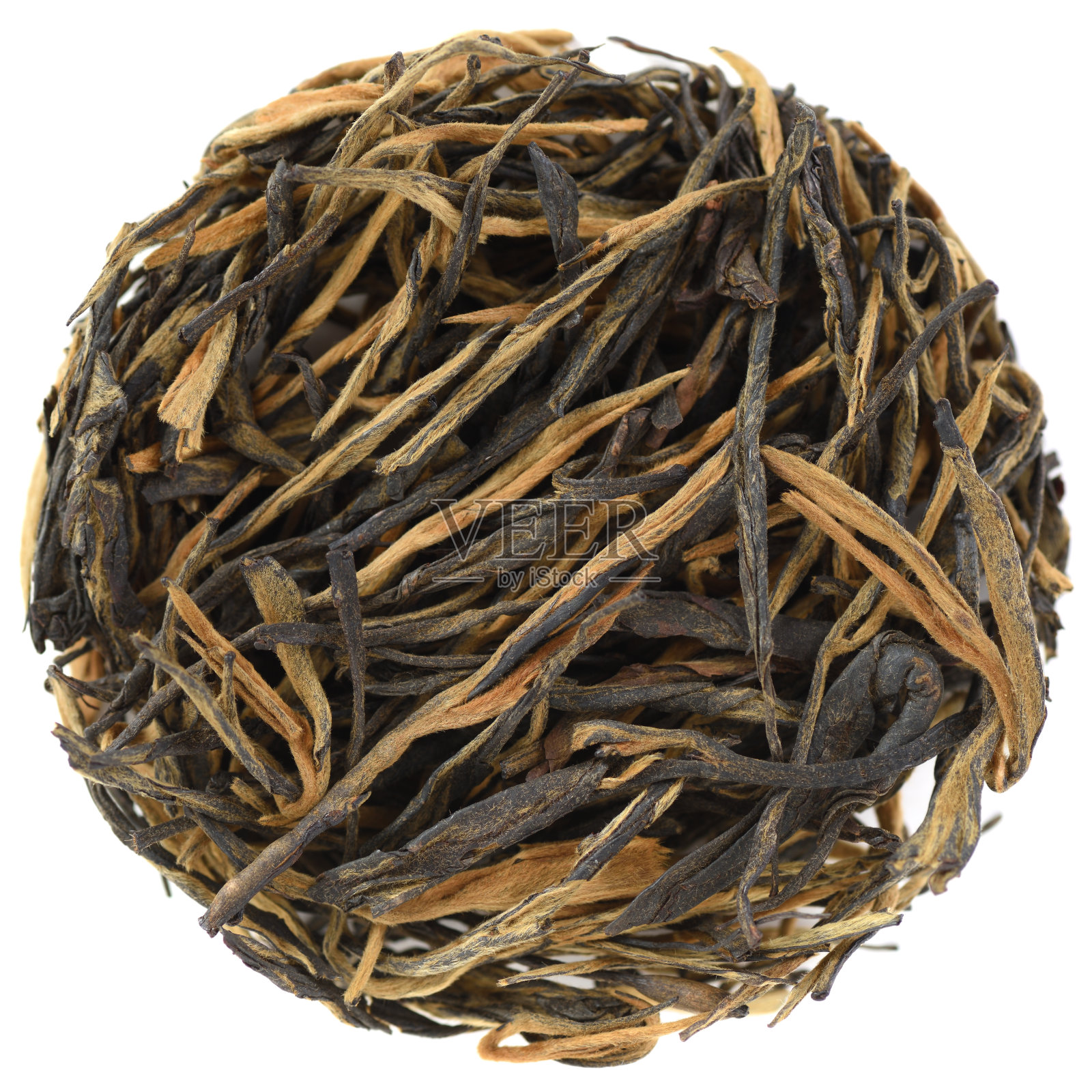 云南阿萨姆金针红茶，呈圆形照片摄影图片