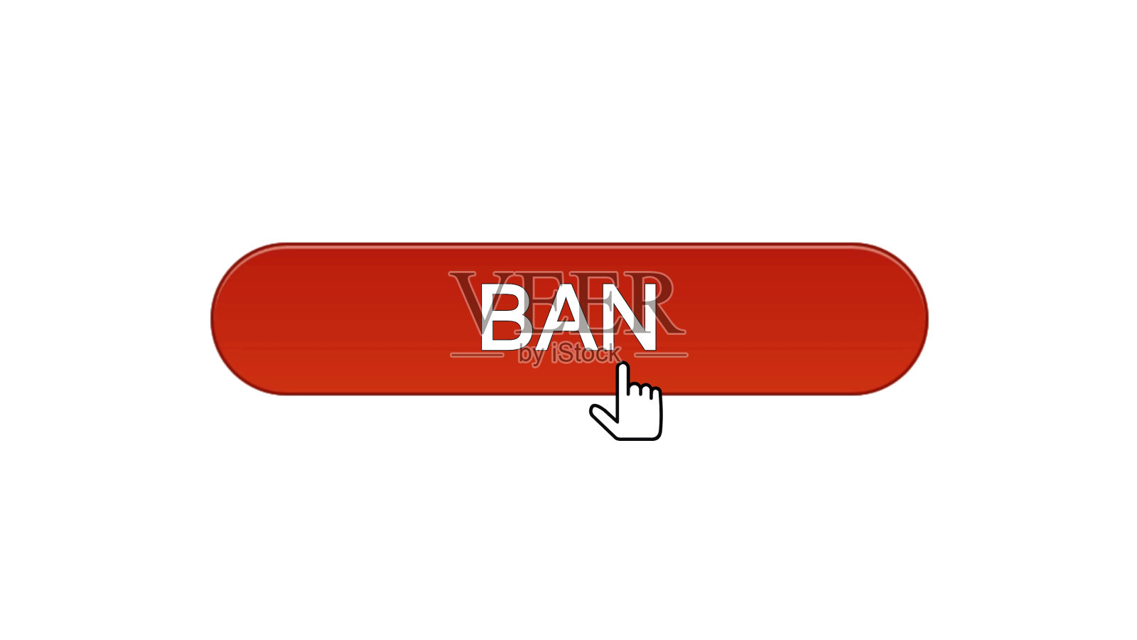 禁止用鼠标光标点击网页界面按钮，酒红色，不赞成插画图片素材